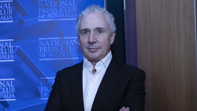 Telstra chief executive Andy Penn at the National Press Club in Canberra on Tuesday. Picture: NCA NewsWire / Gary Ramage