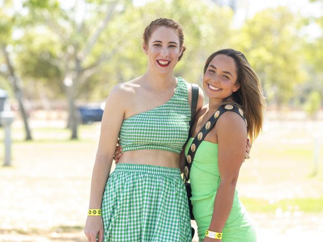 Melanie Trivanovic and Teki Davies at the Katherine Races 2022. Picture: Floss Adams.