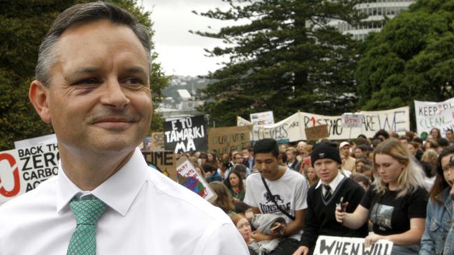 New Zealand's Climate Change Minister James Shaw told protesting students the time for talking is over. Picture: Nick Perry/AP