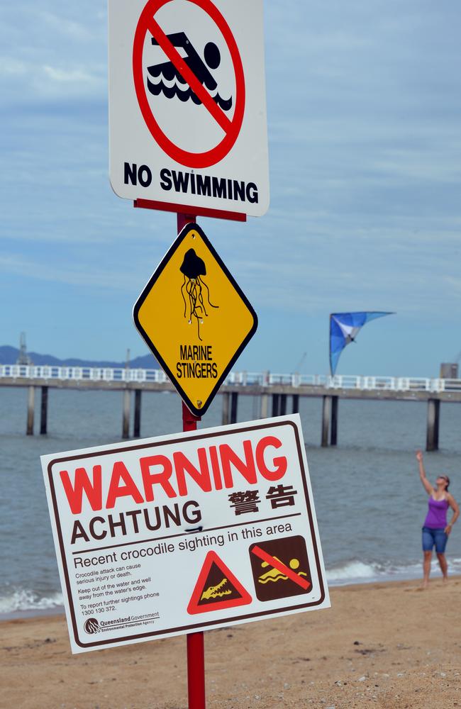 The Strand closes after a crocodile was sighted. Picture: Wesley Monts