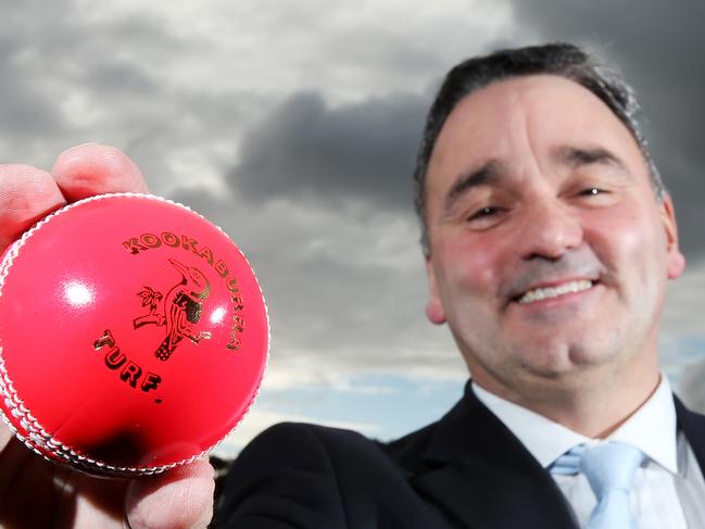 30-6-2014 - SACA CEO Keith Bradshaw with the Pink Cricket Ball for day/night Test Cricket at Adelaide Oval - Picture Simon Cross