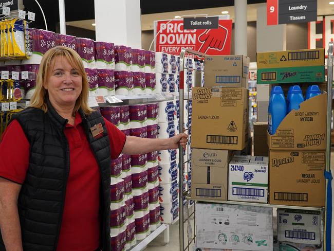 A Coles worker set to restock shelves. Picture: Coles