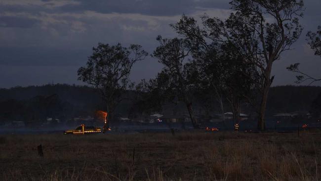 Fire in Laidley continues to smoulder. Picture: Ebony Graveur