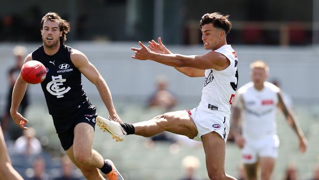 Nick Daicos starred through the midfield early on Friday. Picture: Michael Klein