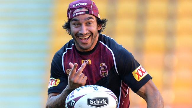 Johnathan Thurston going through drills at State of Origin training.