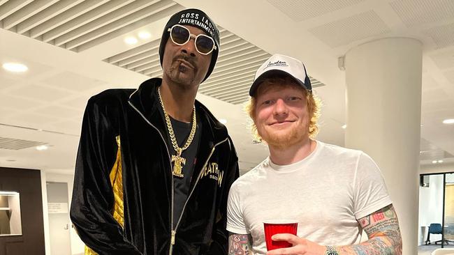 Sheeran and rapper Snoop Dogg will both be in Adelaide this week. Picture: snoopdogg/Instagram