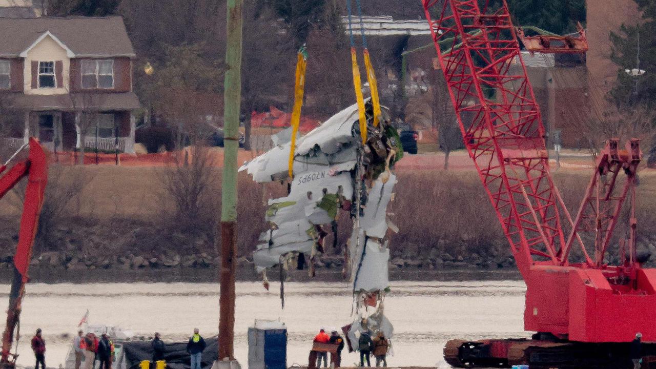 An American Airlines flight from Wichita, Kansas collided midair with a military Black Hawk helicopter while on approach to Ronald Reagan Washington National Airport. Picture: Chip Somodevilla/Getty Images/AFP