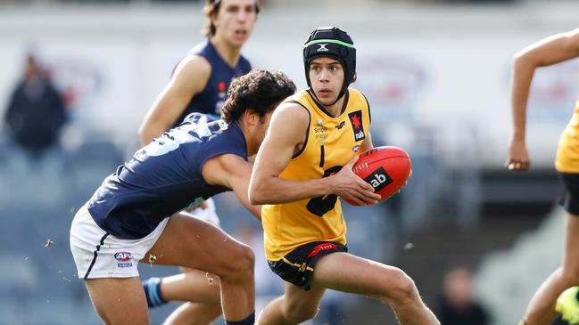 Pacy small forward Darcy Jones could be a good fit for the Tigers. Picture: Dylan Burns/AFL Photos via Getty Images