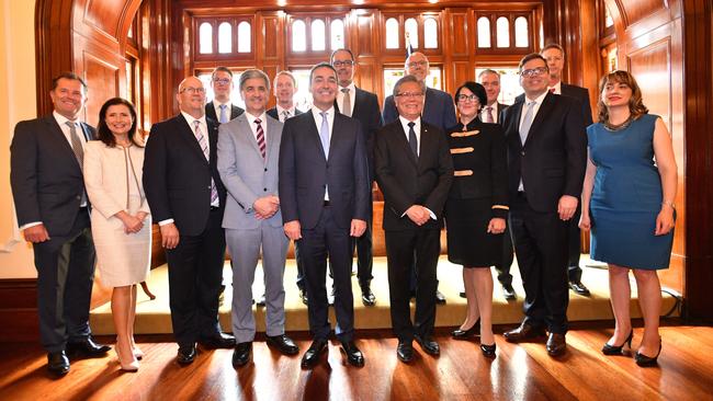 The new SA Government Cabinet after being sworn in on Thursday. Picture: AAP / David Mariuz