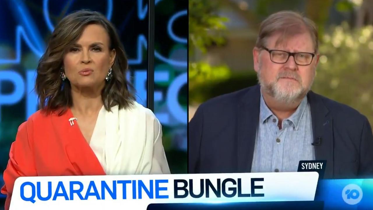 Lisa Wilkinson’s was interviewing infectious diseases expert, Robert Booy, when she made a comment about air hosties. Picture: Channel 10