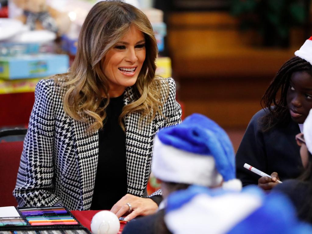 US First Lady Melania Trump was sung to by the children. Picture: Tolga AKMEN / AFP.