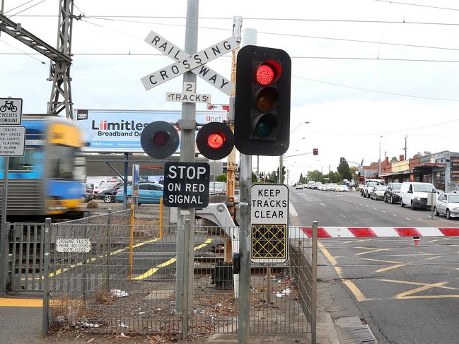 Bell St level crossing on Tuesday, April 10, 2018, in Coburg, Victoria, Australia. Picture: Hamish Blair