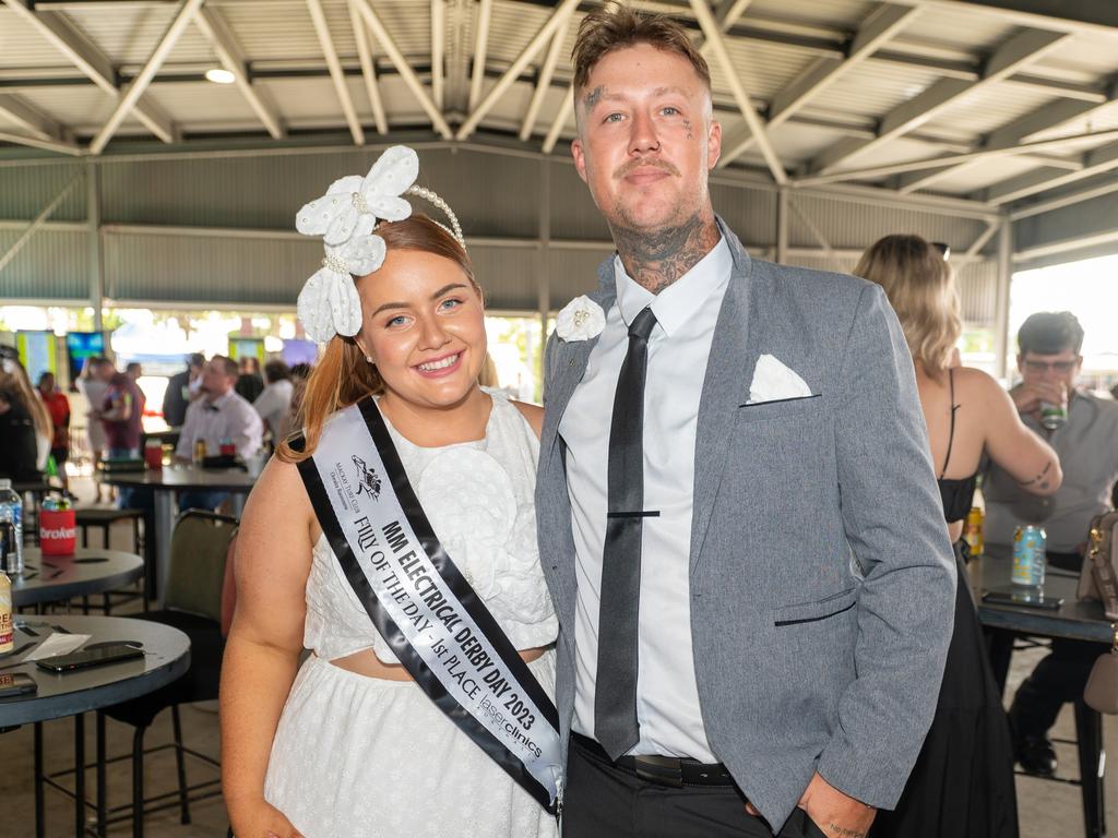 Brianna Brett and Matthew Mackey at NQ Classic Derby Day Mackay Turf Club Saturday 30 September 2023 Picture: Michaela Harlow