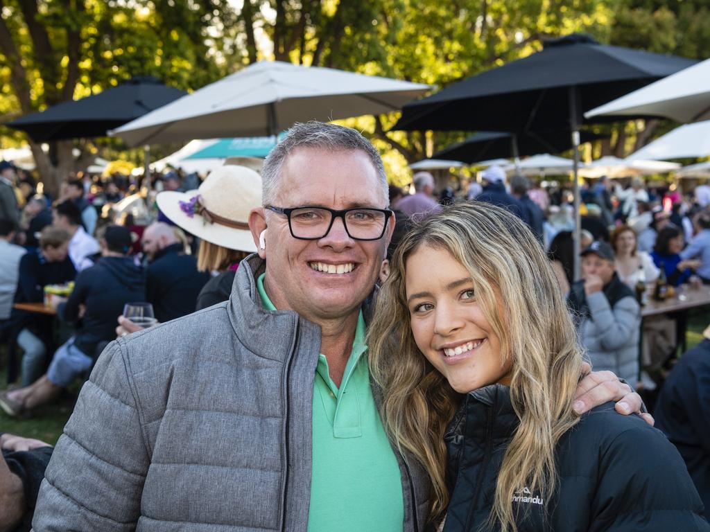 Robbie Hawkswell and daughter Jess Hawkswell at the Festival of Food and Wine, Carnival of Flowers 2022, Saturday, September 10, 2022. Picture: Kevin Farmer