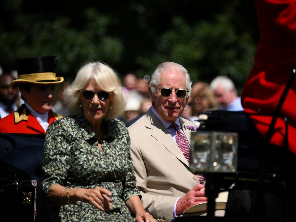 The royal couple arrived via horse and carriage. Picture: Getty Images