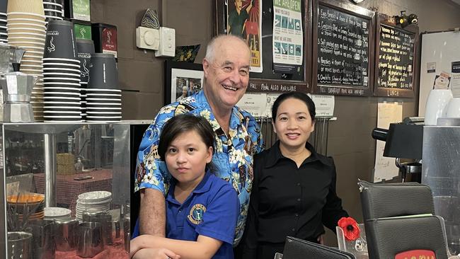 Coffee and Cafe owner Steven James with his family.