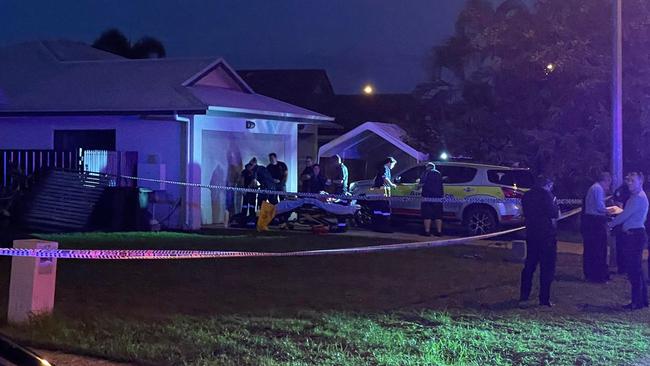 Police at the scene of the fatal shooting in Townsville. Picture: Caitlan Charles