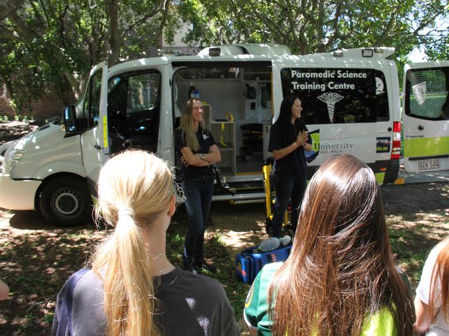 CQ University Paramedic Science Lecturers (l to r) Lisa Hurring and Shannon Delport presenting to Year 12 students at CQ University Gladstone campus Uni Experience day. Picture: Rodney Stevens