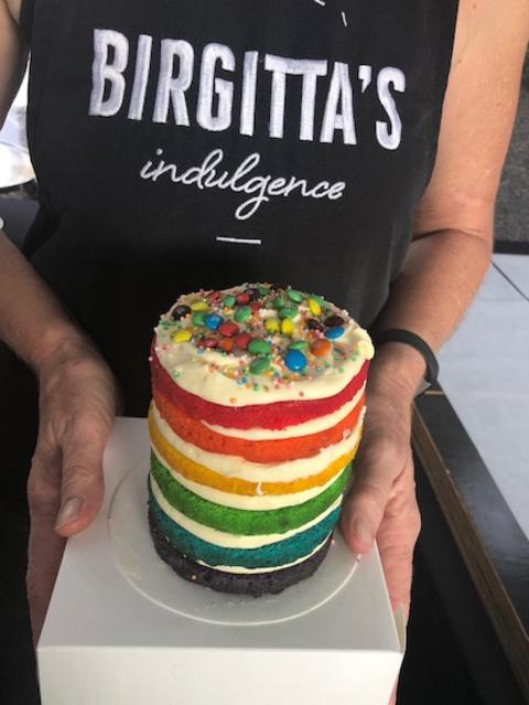 A rainbow cake from Birgitta’s Kitchen. Picture: Supplied