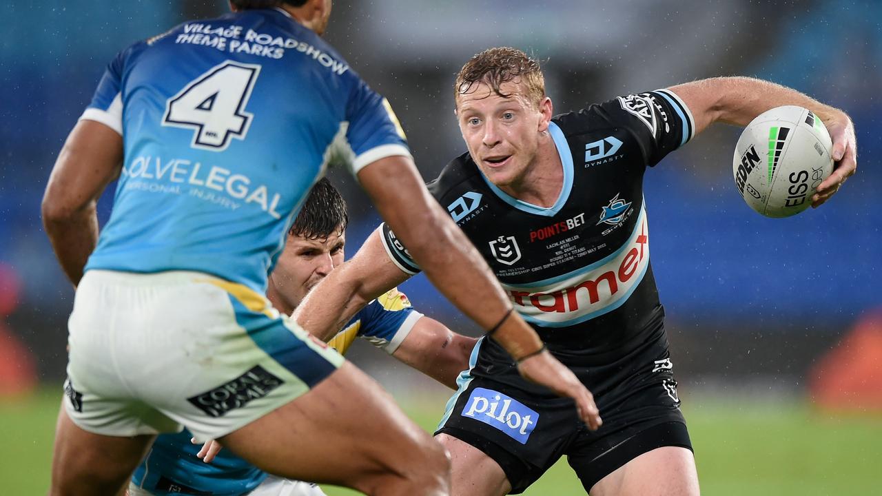 Lachlan Miller will play fullback for the Sharks against the Bulldogs. Picture: NRL Photos