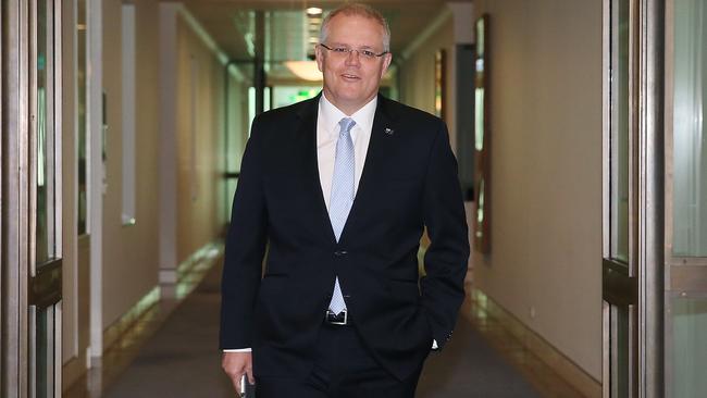 Treasurer Scott Morrison in Parliament House, Canberra on Sunday. Picture: Kym Smith