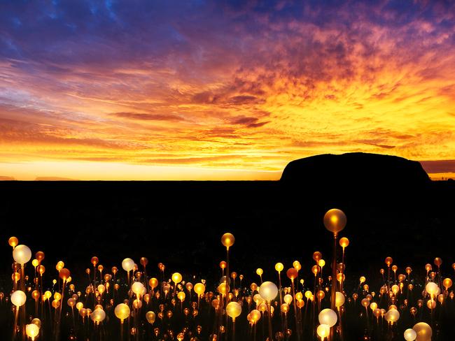 The Field of Light exhibition has been unveiled at the Ayers Rock Resort. Picture: Mark Pickthall