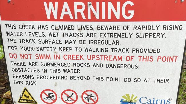 No go zones are clearly marked at Crystal Cascades with big signs. Picture: Sharon Dowman