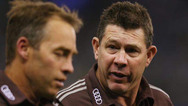 Departing Hawthorn assistant Brett Ratten, pictured with Alastair Clarkson, would be a handy addition at Alberton. Picture: Michael Dodge/Getty Images)