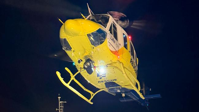 LifeFlight crew airlifts man from ship off Sunshine Coast in daring night rescue. Photo: LifeFlight