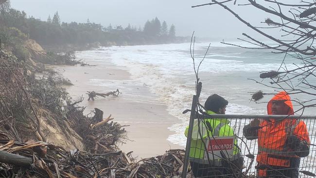 Trees come down on the dunes at Clarkes Beach, Byron Bay.