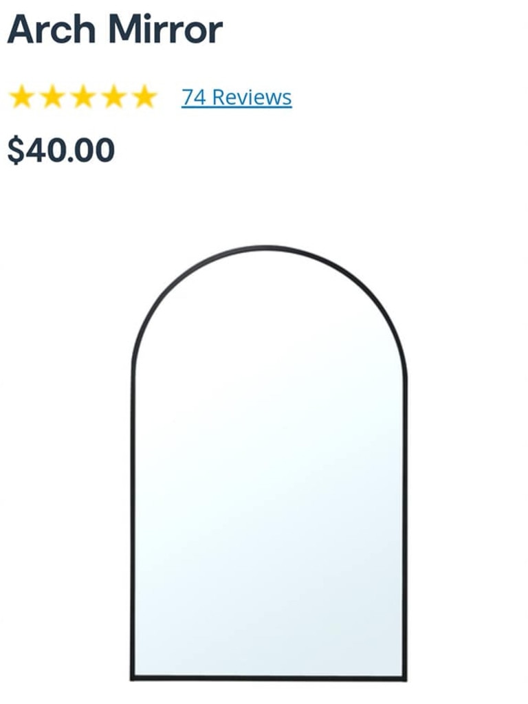 Instead, she bought this $40 mirror form Kmart. Picture: Facebook