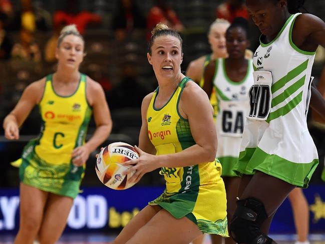CAPE TOWN, SOUTH AFRICA - JULY 28: Jamie-Lee Price of Australia during the Netball World Cup 2023, Pool A match between Australia and Zimbabwe at Cape Town International Convention Centre Court 1 on July 28, 2023 in Cape Town, South Africa. (Photo by Ashley Vlotman/Gallo Images/Netball World Cup 2023)