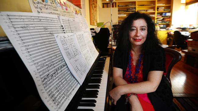 Pianist and composer Elena Kats-Chernin plays Russian Rag, from her 2016 album Butterflying, performed at her home studio in Sydney for Review’s Isolation Room – a video series starring top musicians and artistic performers recorded at their homes. Picture: John Feder / The Australian, September 2016