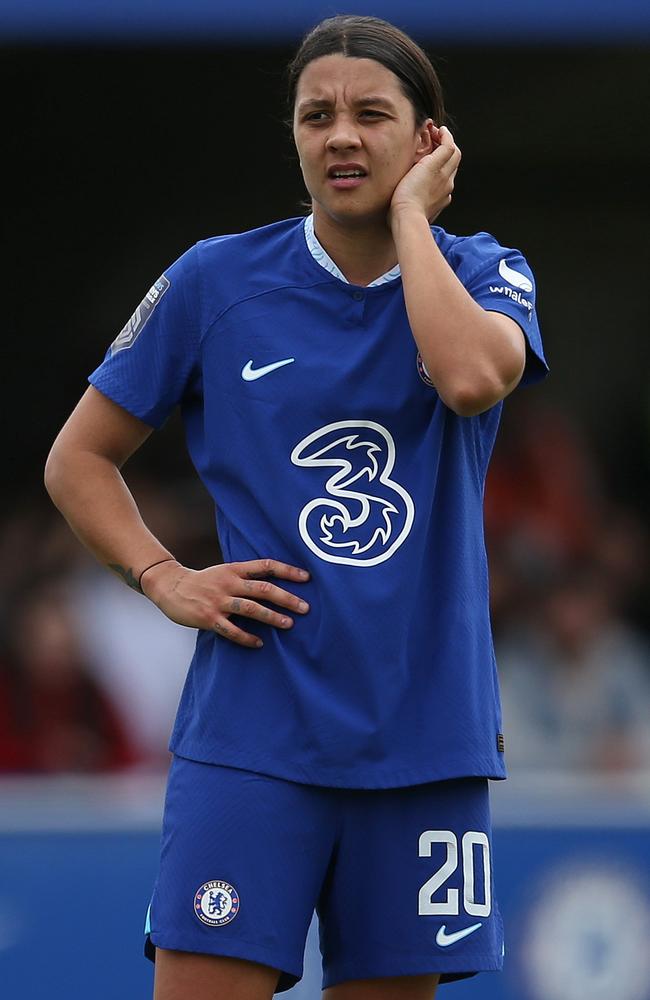 Sam Kerr has joined Chelsea’s training camp in Portugal. Picture: Getty Images