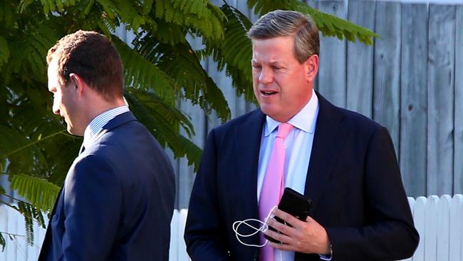 Opposition Leader Tim Nicholls leaving his Hendra home yesterday. Picture: AAP/David Clark