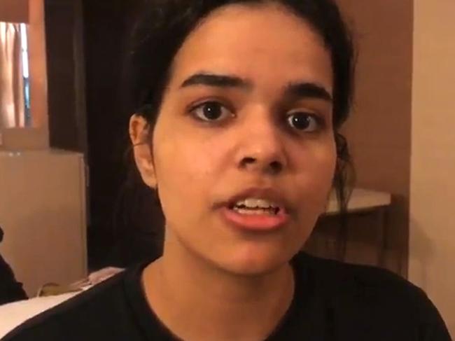 This screen grab from a video released to AFPTV via the Twitter account of Rahaf Mohammed al-Qunun on January 7, 2019 shows a still of Qunun speaking in Bangkok on January 7. - Rahaf Mohammed al-Qunun held at Bangkok airport said she would be killed if she was repatriated by Thai immigration officials, who confirmed the 18-year-old was denied entry to the country on January 6. Qunun told AFP she was stopped by Saudi and Kuwaiti officials when she arrived in Suvarnabhumi airport in Bangkok and her travel document was forcibly taken from her, a claim backed by Human Rights Watch. (Photo by Handout / Courtesy of Rahaf Mohammed al-Qunun / AFP) / -----EDITORS NOTE --- RESTRICTED TO EDITORIAL USE - MANDATORY CREDIT "AFP PHOTO / TWITTER / Courtesy of Rahaf Mohammed al-Qunun" - NO MARKETING - NO ADVERTISING CAMPAIGNS - DISTRIBUTED AS A SERVICE TO CLIENTS - NO ARCHIVES