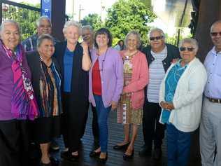 Patricia Leisha, Amy Lester, James White, Rose Swadling, Carol Willie, June Hornung, Millie Ahman, Esme Wesser, Nicky Hatfield and David Thompson at the Murri Binda Statement. Picture: Jann Houley