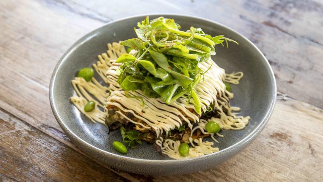 The okonomiyaki-inspired Japanese fritters. Picture: Mark Cranitch.