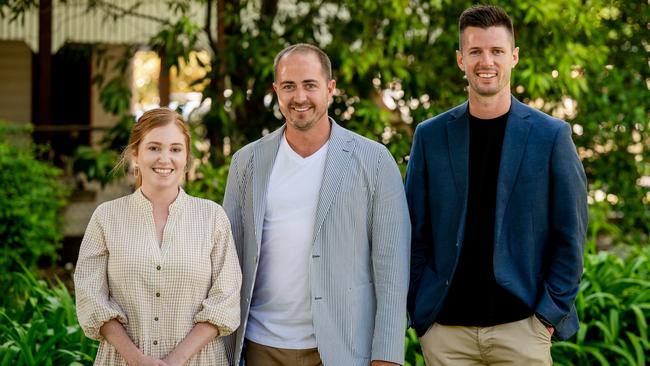 RealWay Property Partners principal Cooper Watson (centre) with team members Bria Hurst and Elliot Scholefield.