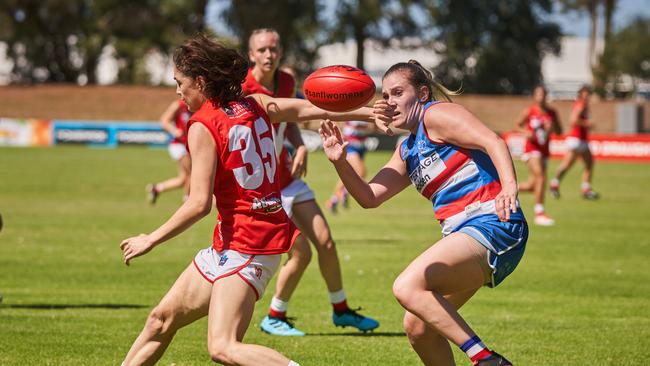 North’s Lauren Gauci loses the ball. Picture: AAP/Matt Loxton