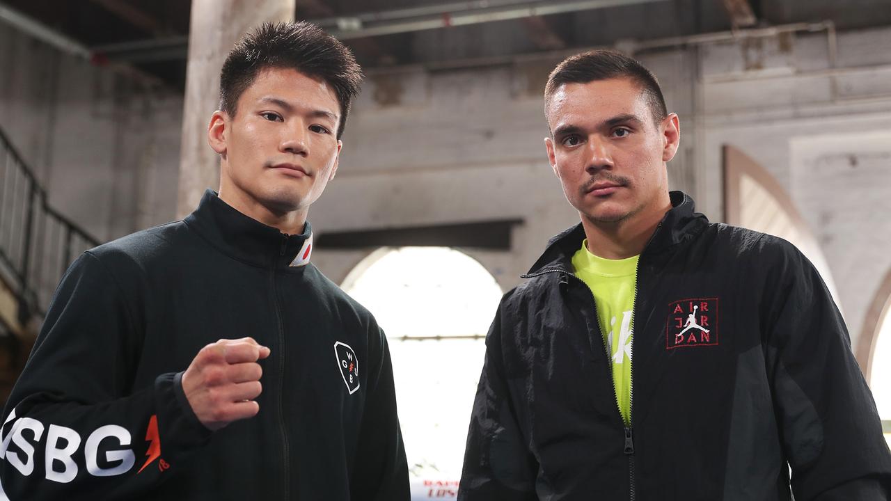 SYDNEY, AUSTRALIA – NOVEMBER 11: Tim Tszyu and Takeshi Inoue pose during a press conference at Carriageworks on November 11, 2021 in Sydney, Australia. (Photo by Mark Metcalfe/Getty Images)