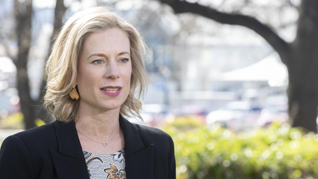 Tasmanian Labor Leader Rebecca White at Parliament Lawn. Picture: Chris Kidd