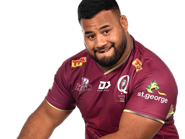 BRISBANE, AUSTRALIA - JANUARY 27: Taniela Tupou poses during the Queensland Reds Super Rugby 2022 headshots session at Suncorp Stadium on January 27, 2022 in Brisbane, Australia. (Photo by Bradley Kanaris/Getty Images for Rugby Australia)