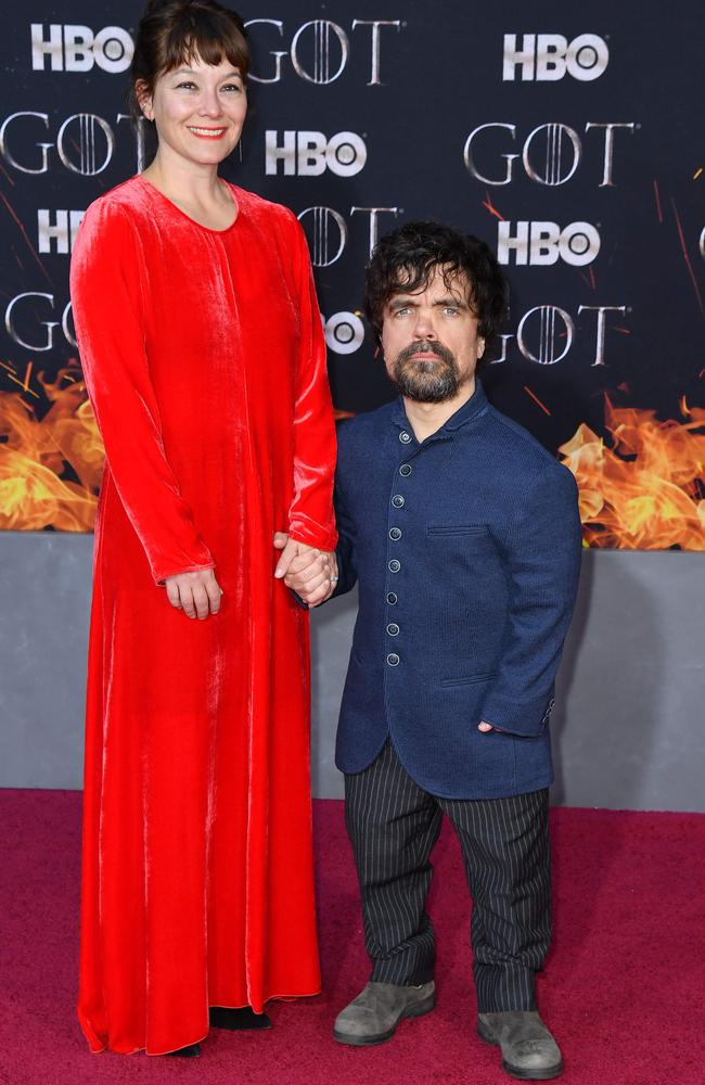 Red carpet … Peter Dinklage and his wife Erica Schmidt at the NY premiere of Game Of Thrones. Picture: Angela Weiss