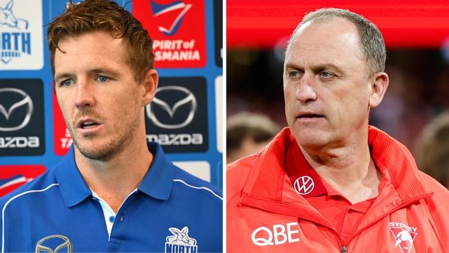 Luke Parker and John Longmire. Photo: Quinn Rooney and Dylan Burns, Getty.