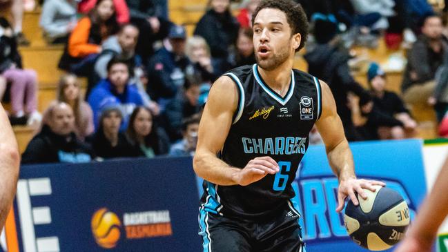 Tad Dufelmeier was dominant for the Hobart Chargers in their win against Geelong last Friday night. Picture: Linda Higginson