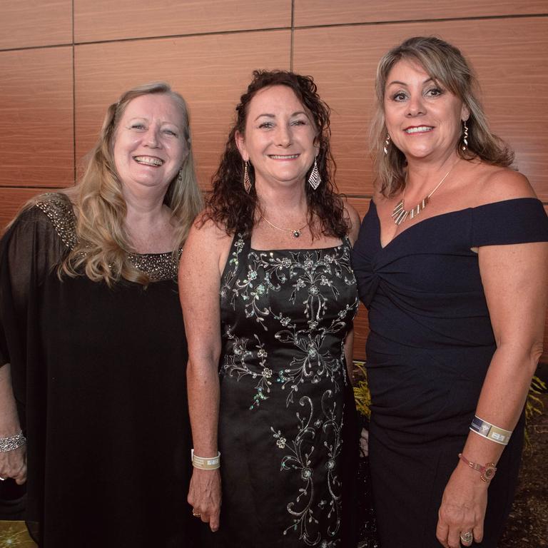 Sue Venema, Tania Milsop, Jo Vivian at the Darwin Cup Gala Ball. Picture GLENN CAMPBELL