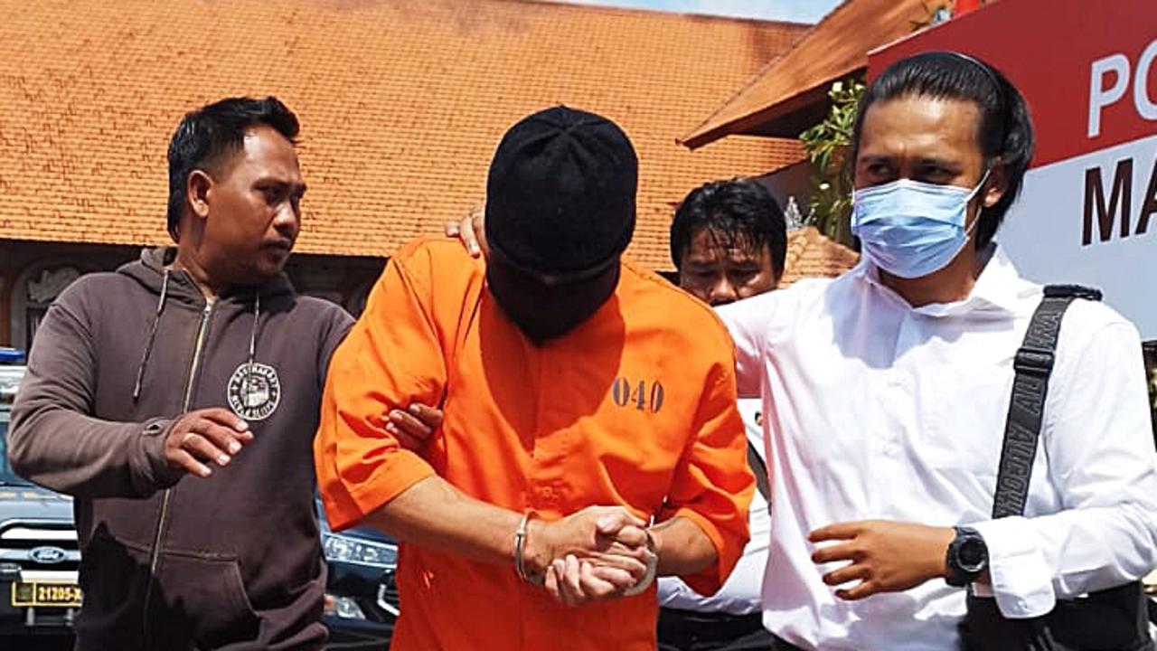 Bali Police revealed the arrest of Lamar Ahchee on Monday. Picture: Miftachul Chusna