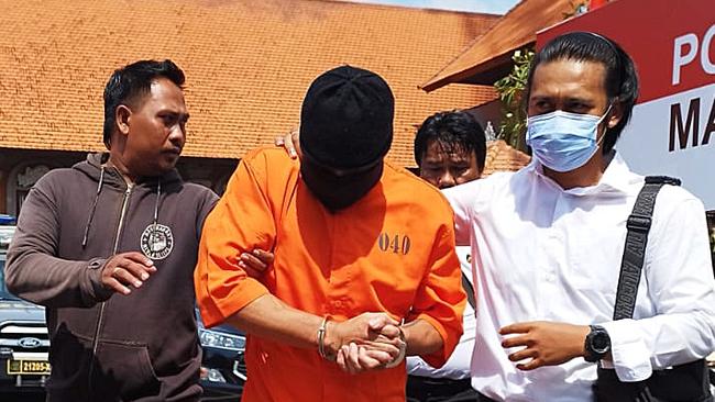Bali Police revealed the arrest of Lamar Ahchee on Monday. Picture: Miftachul Chusna