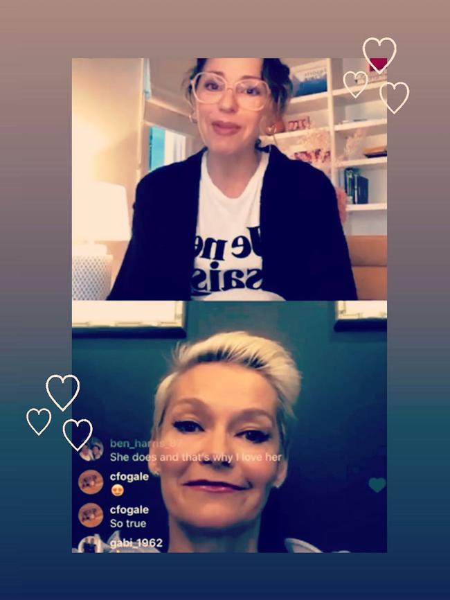 Tina Arena and Jessica Rowe discuss impact of coronavirus pandemic on mental health. Picture: Instagram